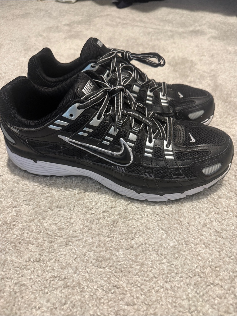 Nike P-6000 Black Silver White Size 11.5